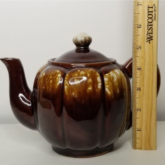 Japan Pottery Brown White Drip Glaze Teapot - Picture 11 of 14